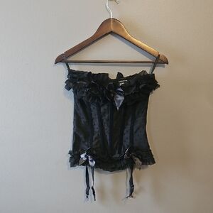 Coquette Black Ruffled Boned Corset Size S